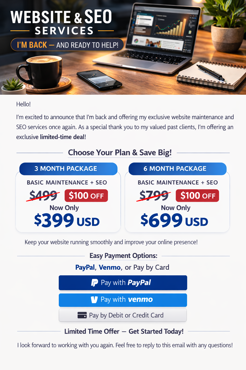 Special previous client offer from New Level Design